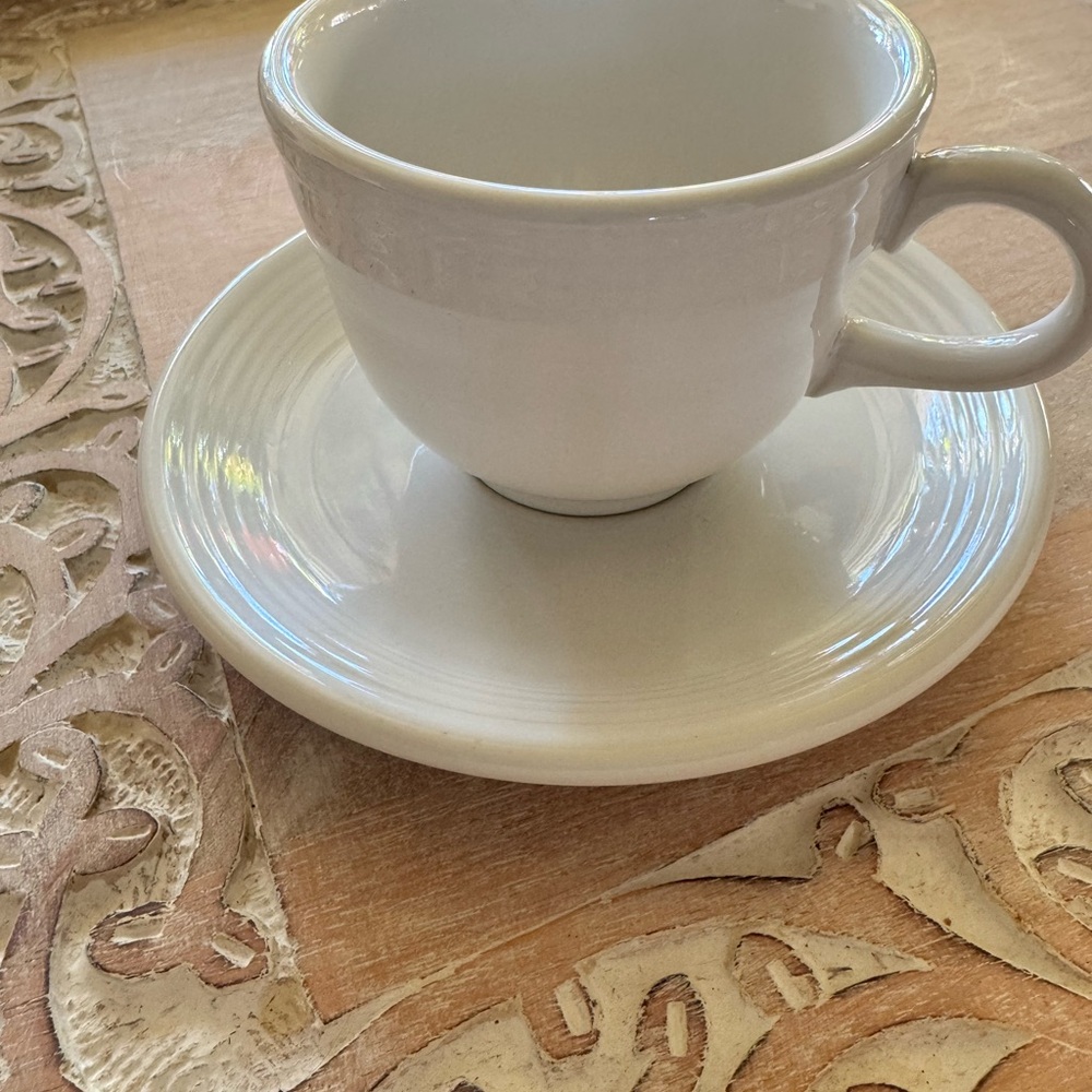 Elegant White Ceramic Cup and Saucer Set FIESTAWARE